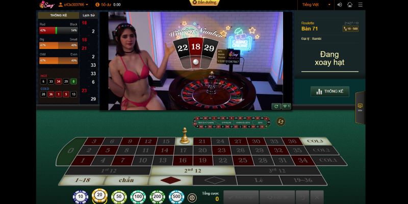 Giao diện sảnh AE SEXY cung cấp game Roulette